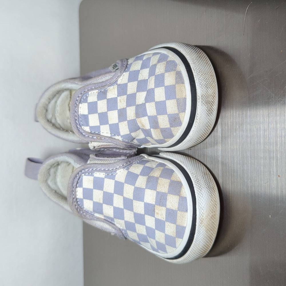 Vans Purple and White Slip-on Checkerboard Sneakers Toddler Girls Size 5.5 - Picture 2 of 6
